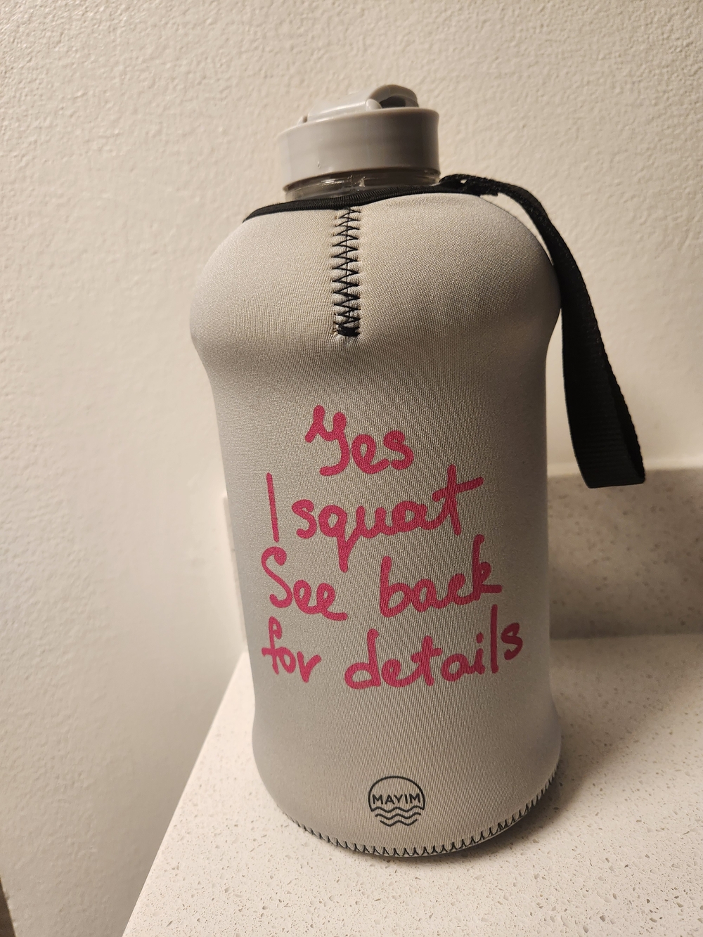 Mayim Neoprene Water Bottle Sleeve with Pink Script